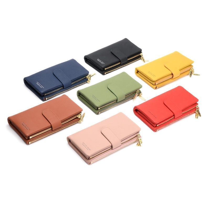 Synthetic Leather Wallet Pink Brown Blue Black Green Yellow Red Clutch Bag Purse