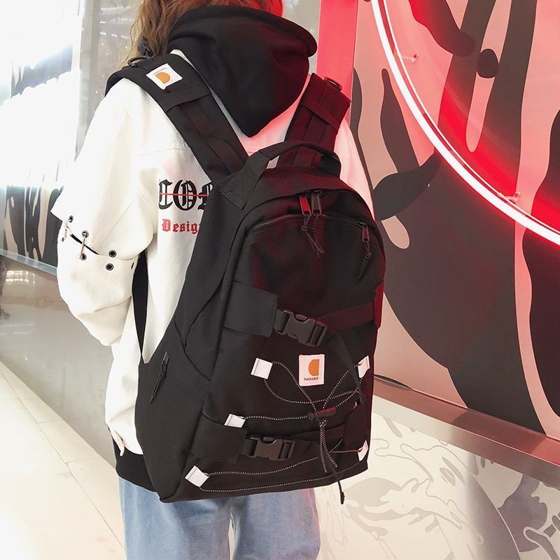 Large Backpacks Solid Zipper Purse Traveling Bags 33*17*43 CM Oxford Nylon Black