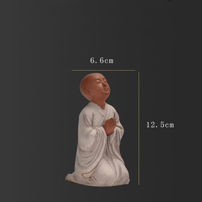 One Zisha Tea Pet Yixing Purple Clay Monk Statue Zen Style Creative Ornament New