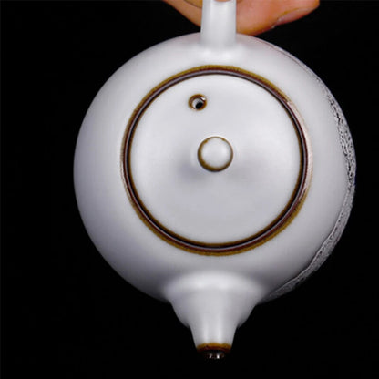 Ru Kiln Moon White Teapot Ceramic Ru Porcelain Open Teapot Retro Kung Fu Tea Set