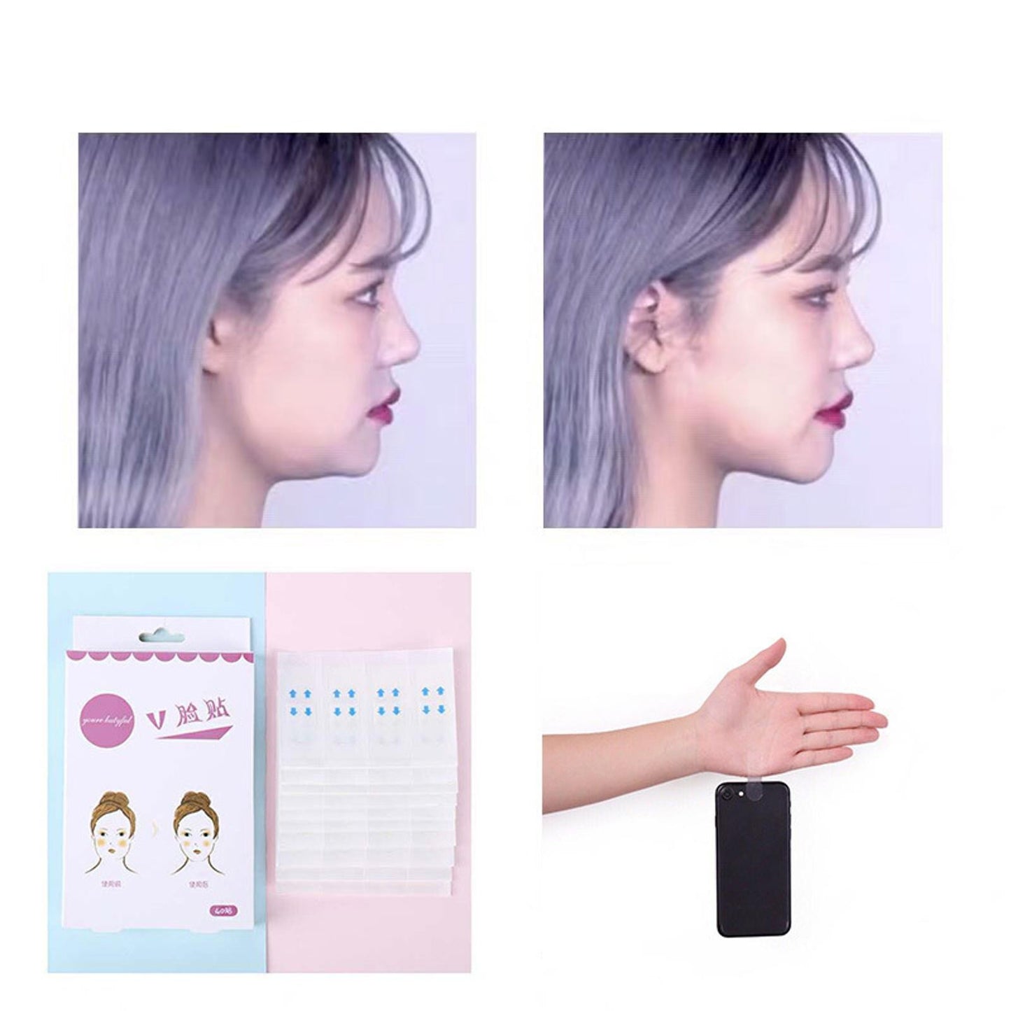 Breathable 40PCS Fast V-Shape Face Lifting Tape Stickers Make-Up Face Lift Tool,