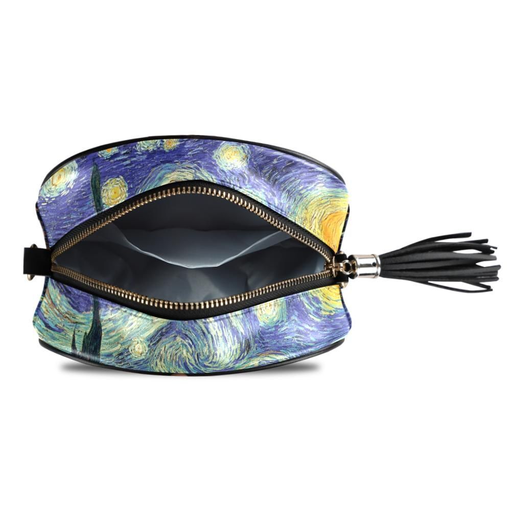 Small Shoulder Bag Retro Synthetic Leather Oil Painting Handbag Purse Crossbody