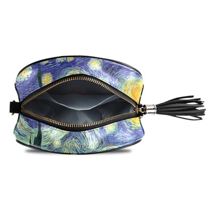 Small Shoulder Bag Retro Synthetic Leather Oil Painting Handbag Purse Crossbody