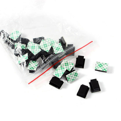 30Pcs Wire Clip Black Car Tie Rectangle Cable Holder Mount Clamp Self Adhesive J