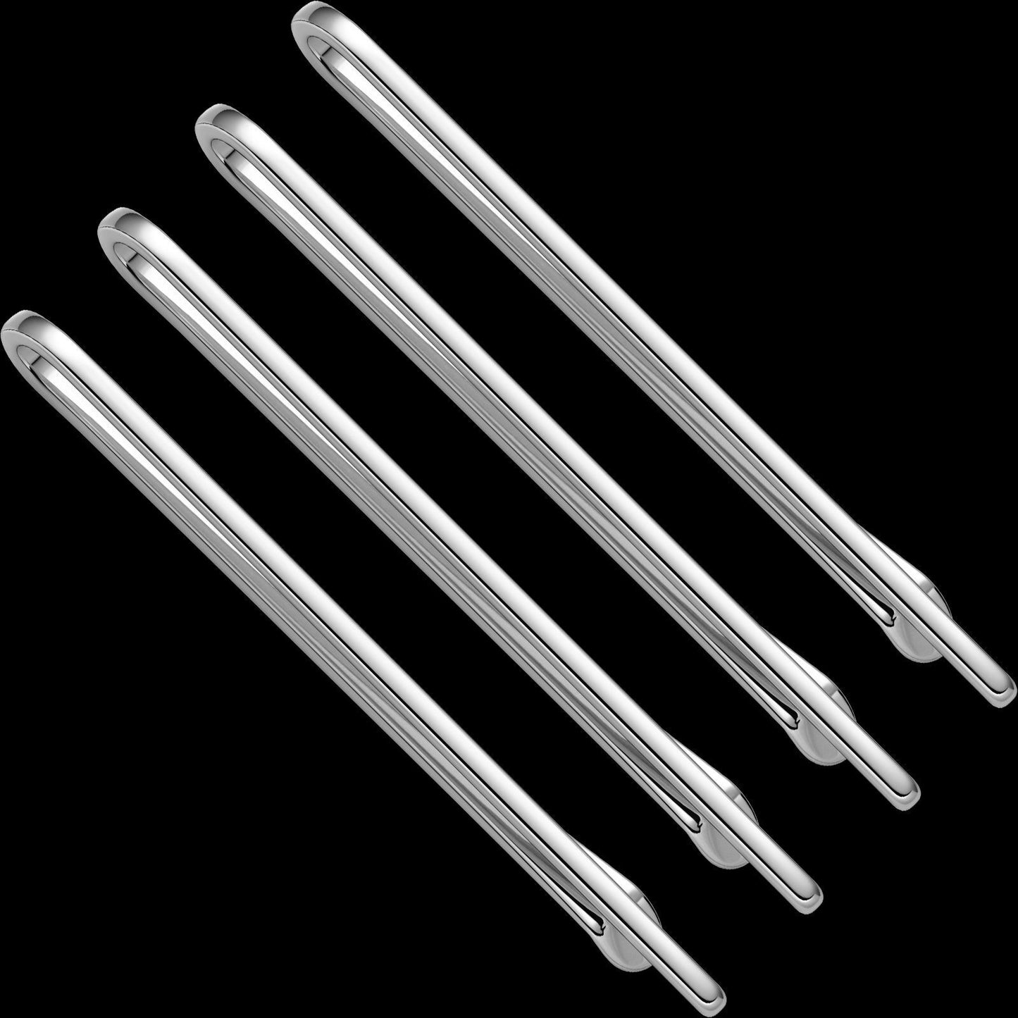 Men Tie Clip 4Pcs Set Stainless Steel Skinny Bar Gift Box Packed Wedding Jewelry
