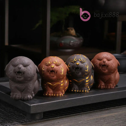 Creative Purple Clay Tiger Tea Pet Figurine Decoration Tiger Handmade Crafts