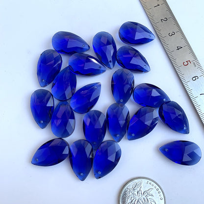 20Pc Blue Faceted Glass Beads Teardrop CRYSTAL Lamps Prism Chandelier Parts DIY