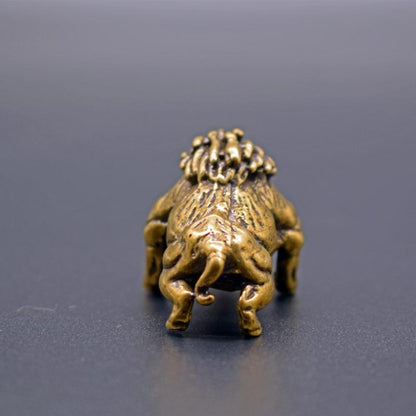 Old Chinese Bronze Copper Feng Shui Animal Pig Wild Boar Statue Sculpture