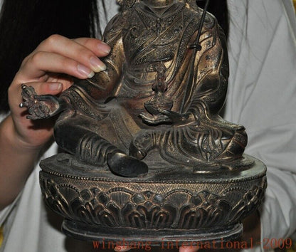 Tibet Buddhism temple bronze Gilt Guru Rinpoche Padmasambhava Buddha Statue