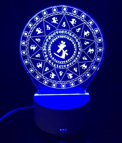 Electric 3 Colors Lamp Buddhism Mantra Heart Shine Table Altar Light Zen Decor