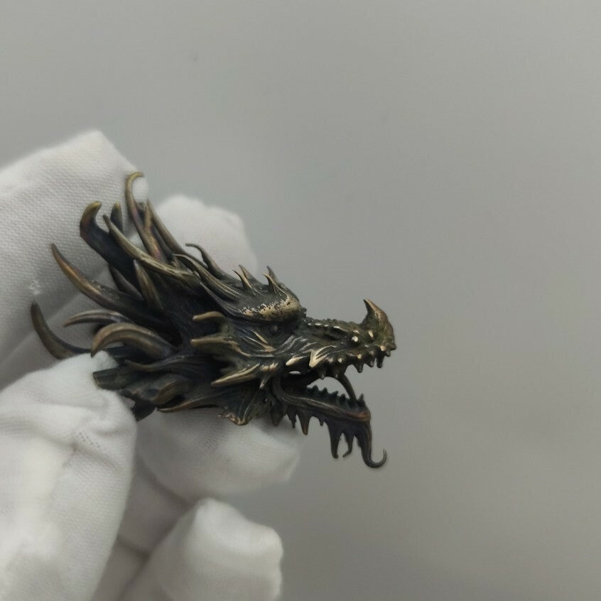 Chinese Old Bronze Copper Statue Hand Carved Dragon Collect