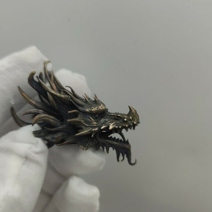 Chinese Old Bronze Copper Statue Hand Carved Dragon Collect
