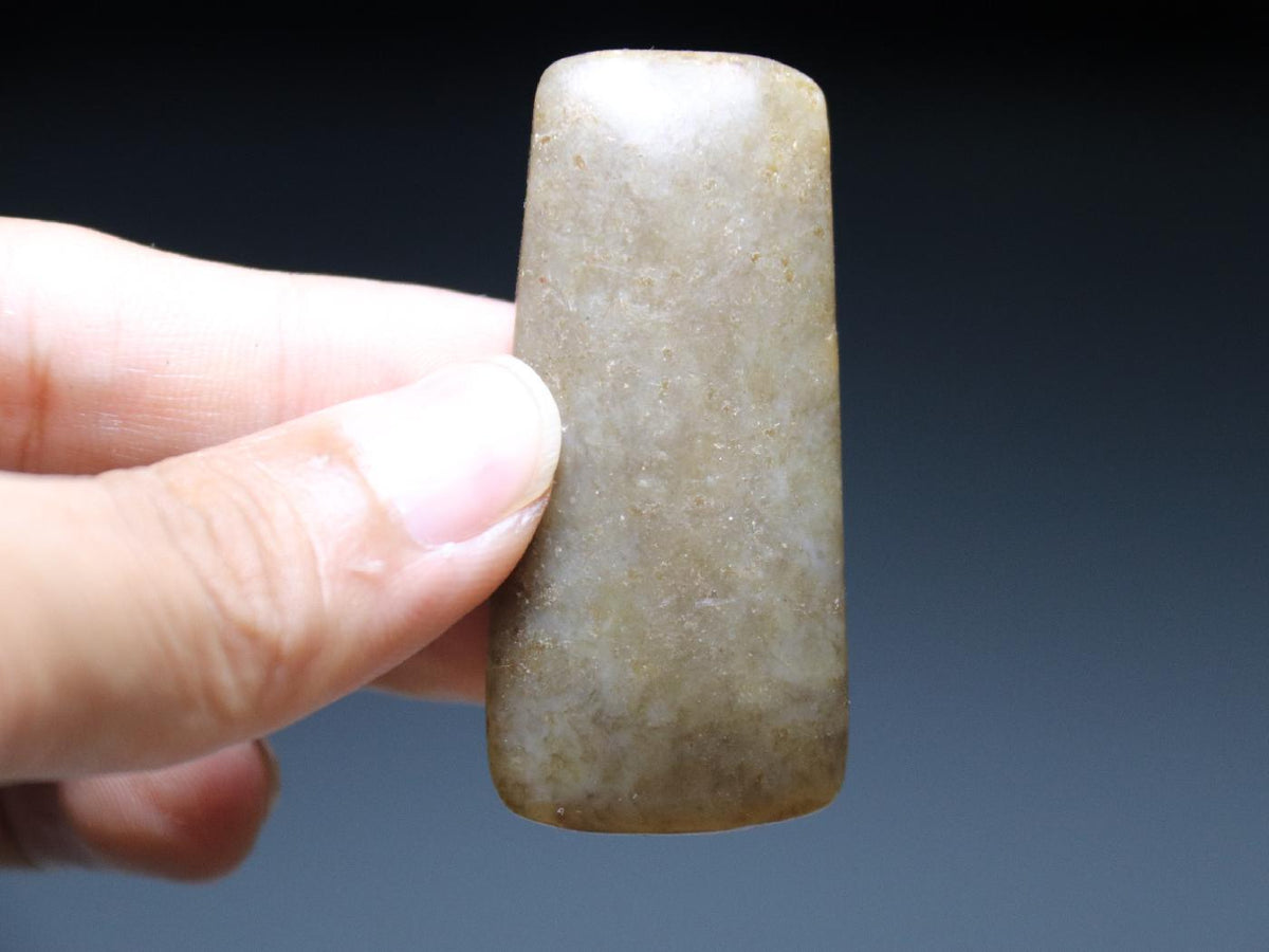 True Folk Collection HongShan Culture Old HeTian Jade Stone Zax Axe Bi Pendant C