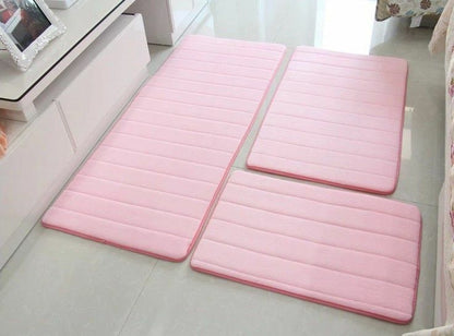 3Pcs/Set Memory Foam Bath Mat Modern Floor Anti-Slip Bathroom Rug Kitchen Carpet