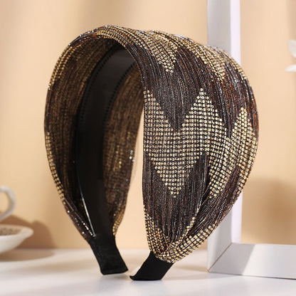 Women Headband Acrylic Lace Wide-Brimmed Non-Slip Shiny Breathable Girl Headwear