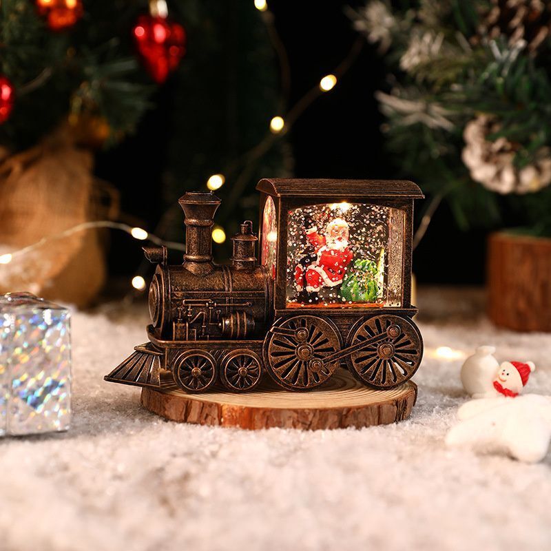 Christmas Ornaments Santa Claus Snowman Train Crystal Ball Table Music Box Decor
