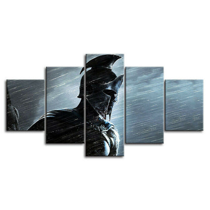 Sparta Warrior Figure Spartan Armour 5 Panel Canvas Print Wall Art Home Decor