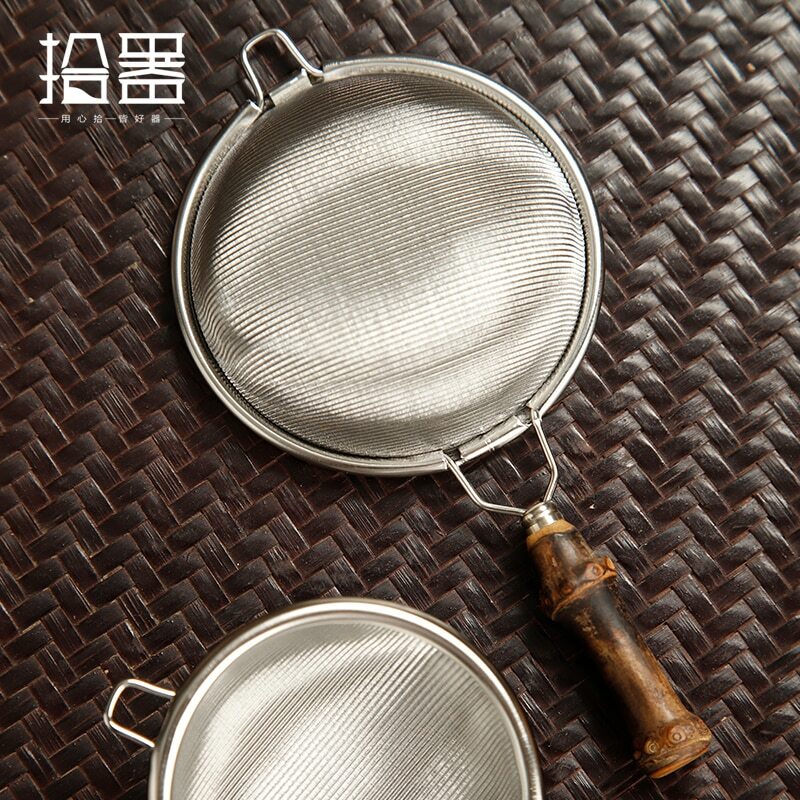 Japanese style bamboo handle tea strainer stainless steel tea strainer creative