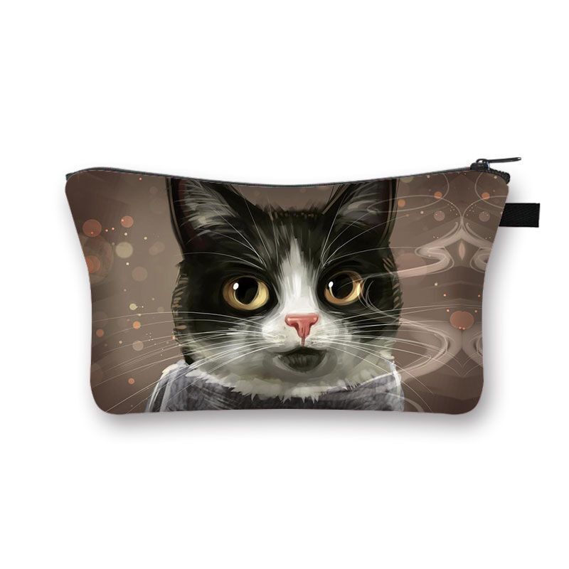 Cute Cat Print Cosmetic Traveling Makeup Bags Cosmetic Storage Purses 5*20*10 CM