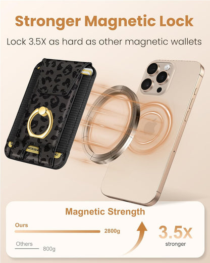 Compatible with Magsafe Wallet with Ring Grip Magnetic Card Holder - Cute Phone