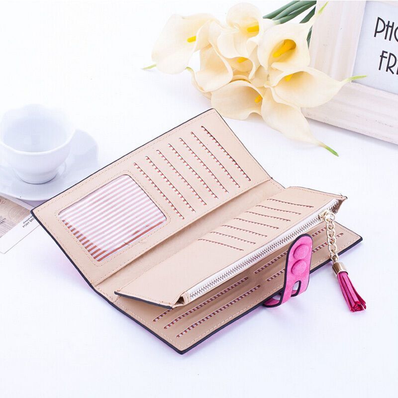 Wallet Clutch Synthetic Leather Tassel Card Holder Phone Bag Money Coin Purses