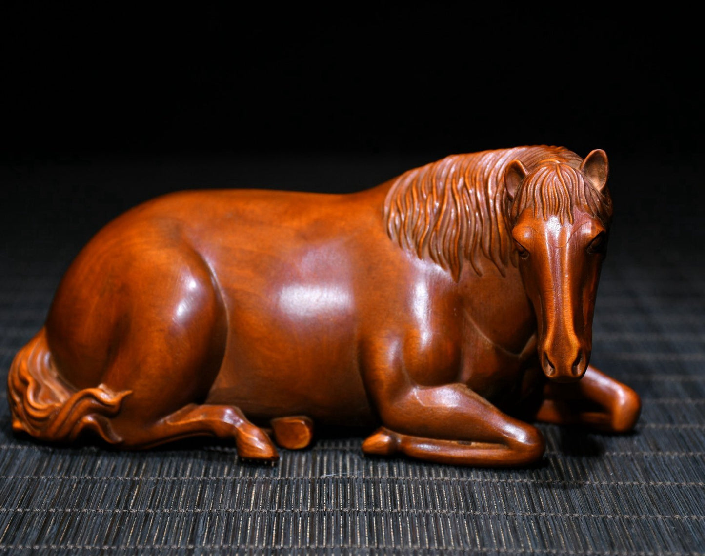 Chinese Vintage Boxwood Carved Horse Statue Collection Sculpture Nice Art Work