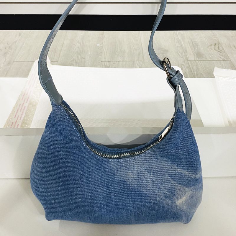 26*13*7CM Bag Handbag Purses Denim Distressed Wash Striped Plaid Shoulder Cloth