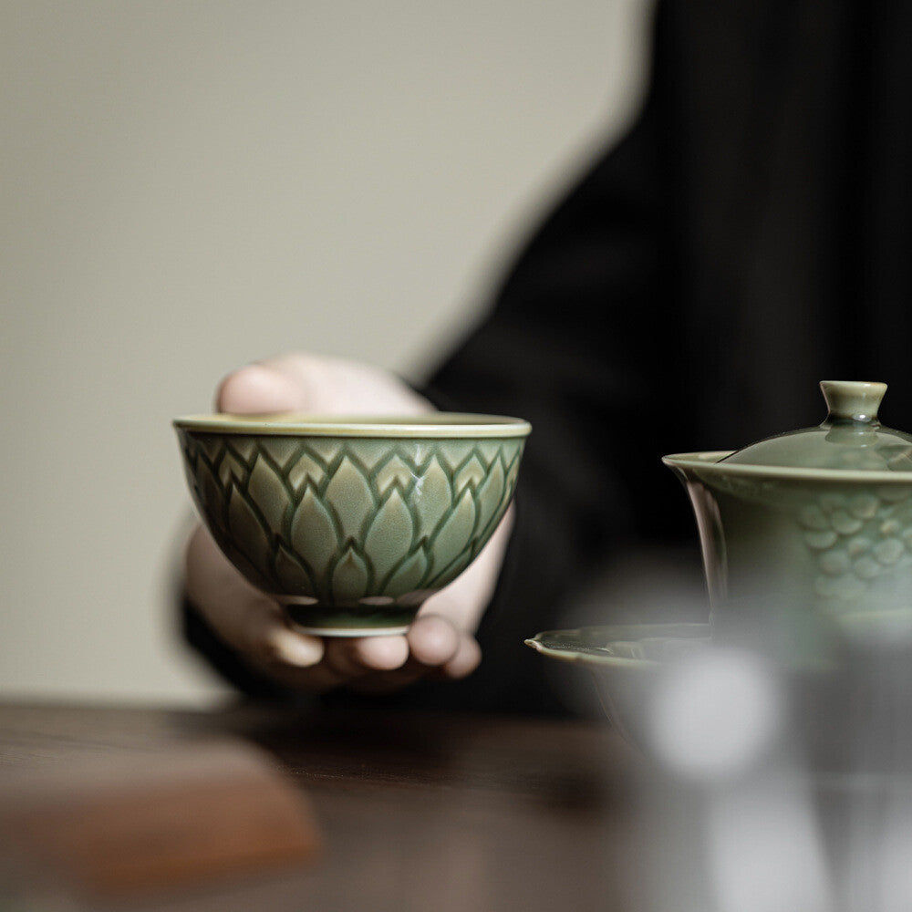 One Cup Porcelain Tea Cup 3.4oz Chinese Kungfu Tea Cup Ceramic Antique Style Cup