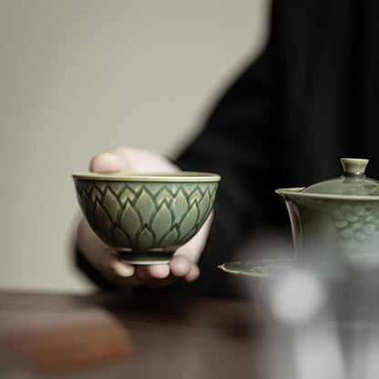 One Cup Porcelain Tea Cup 3.4oz Chinese Kungfu Tea Cup Ceramic Antique Style Cup