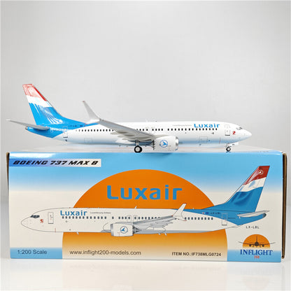 1:200 Inflight Luxair BOEING B737MAX8 Passenger Airplane Diecast Aircraft Model