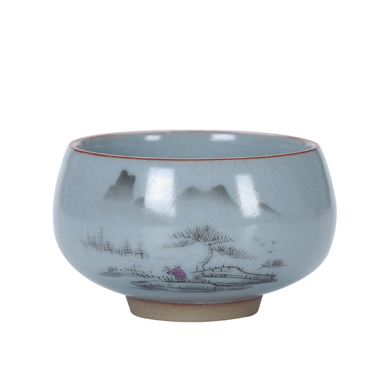 2pc 130ml Ruyao Cup Crackle Glaze Porcelain Cup of Tea Under Glaze Chinese Tea
