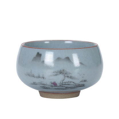 2pc 130ml Ruyao Cup Crackle Glaze Porcelain Cup of Tea Under Glaze Chinese Tea