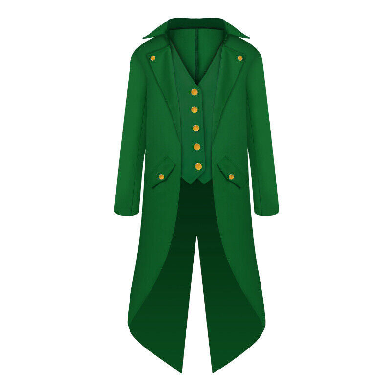 Kids Retro Halloween Cosplay Party Costume Steampunk Tailcoat Fake Two Piece