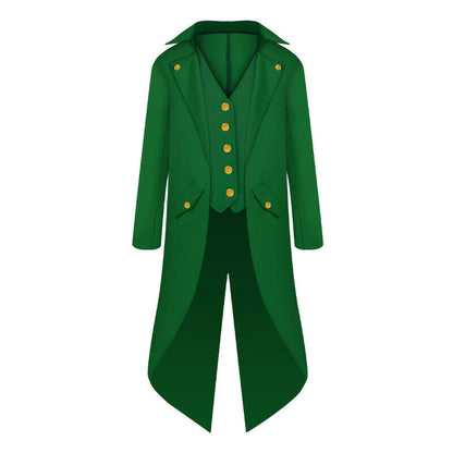 Kids Retro Halloween Cosplay Party Costume Steampunk Tailcoat Fake Two Piece