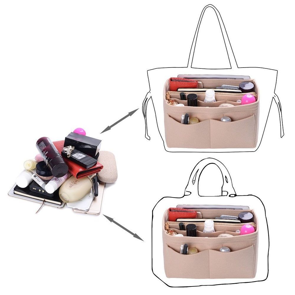 Make Up Organizer Insert Bags Handbag Felt Bag Zipper Traveling Cosmetic Purses
