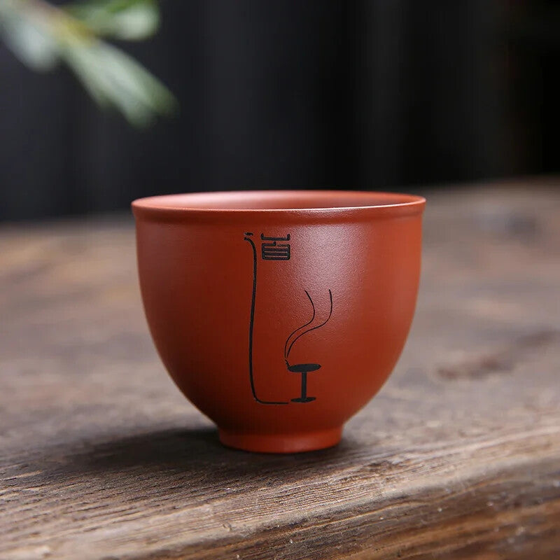1Pc Yixing Handmade Purple Clay Teacup Dahongpao Tea Bowl Travel Portable