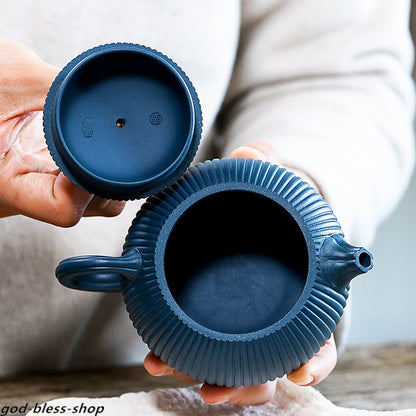 Chinese Yixing Zisha Tian Qing Clay Tea Pot Marked Handmade Xishi Pot Blue China