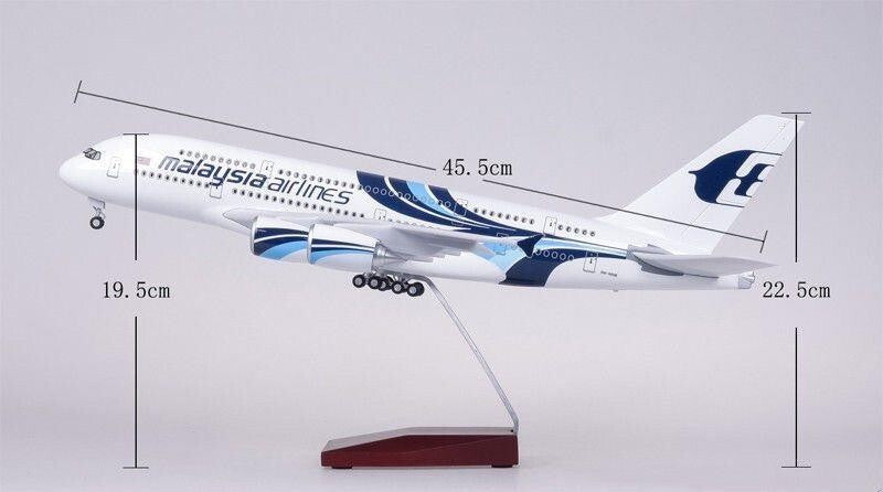 46CM 1:160 Malaysia Airlines AIRBUS A380 Airplane Landing Gear Resin Plane Model