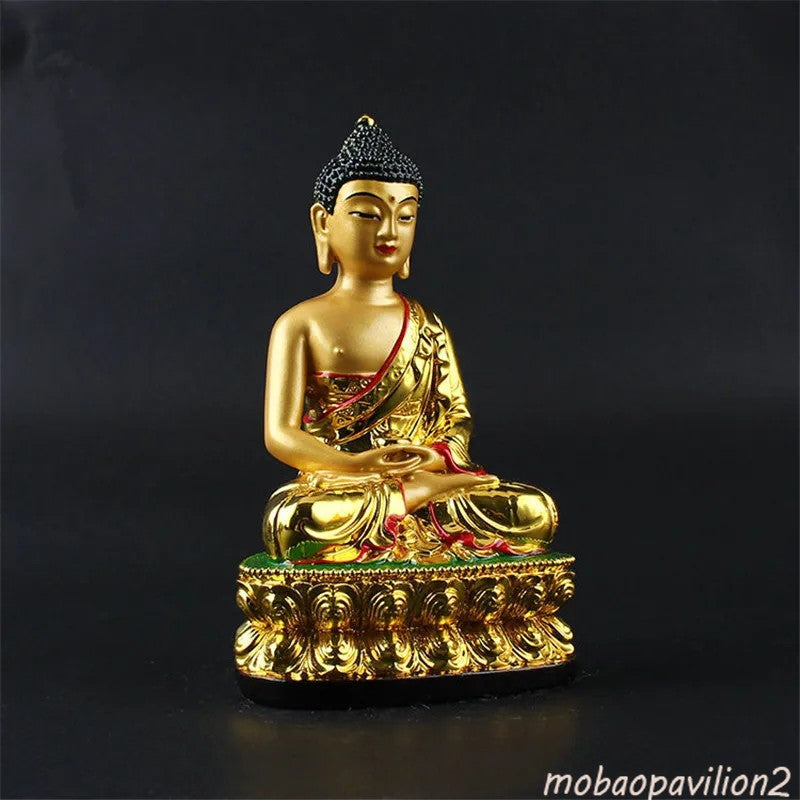 13cm Resin Handpainted Amitabha Buddha Statue Fengshui Decoration Home Design
