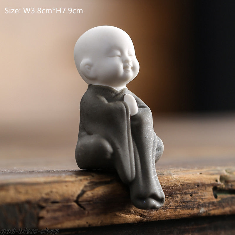 Chinese kungfu tea pet zisha ceramic home decoration mini monk ornament table