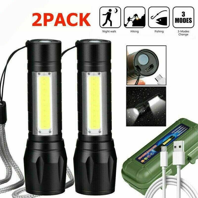 2 Lamparas de mano recargables USB led linternas alta potencia lumens potente