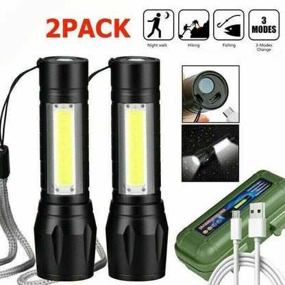 2 Lamparas de mano recargables USB led linternas alta potencia lumens potente