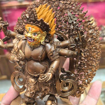 15CM Copper Statue Blessing White Mahakala Buddha