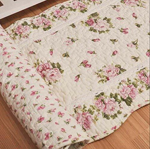 Rustic Rose Flowers Area Carpet Home Decor Cotton Pink Pattern Bedroom Floor Rug