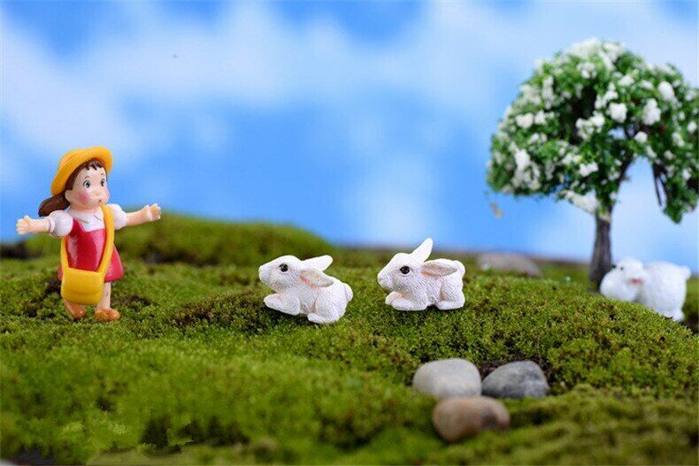 Moss Micro Landscape Deco Mini 10pcs Little White Rabbit Decoration Supplies