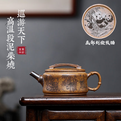 China Yixing Purple Clay Teapot Panda Teapot for Home Tea Set National Trend
