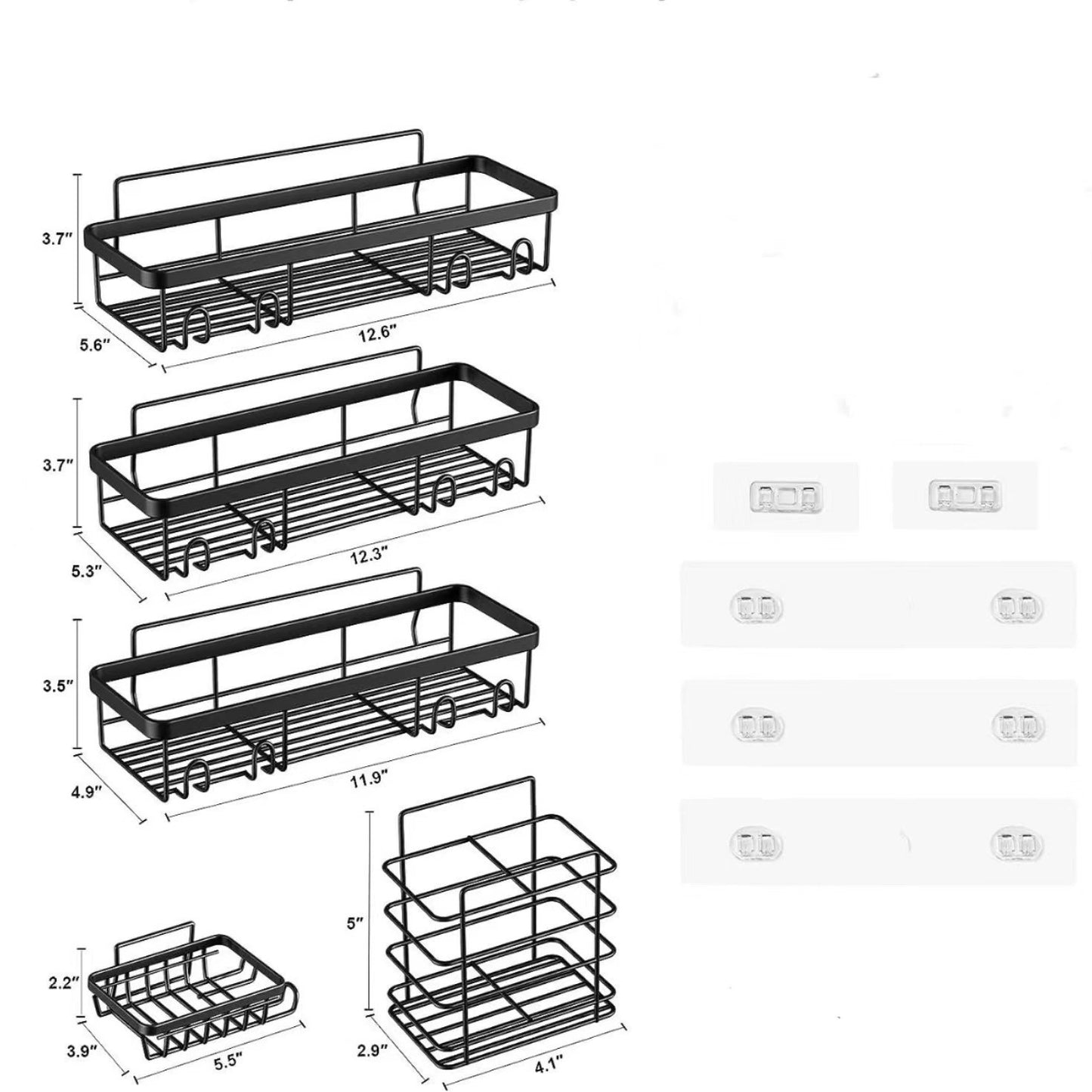 5PCS Bathroom Shower Kitchen Organizer Shelves - Adhesive Corner Caddy Rack AU