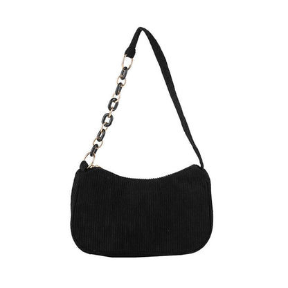 Handle Bag Canvas Cloth Chain Handbag Corduroy Shoulder Underarm Small Clutch