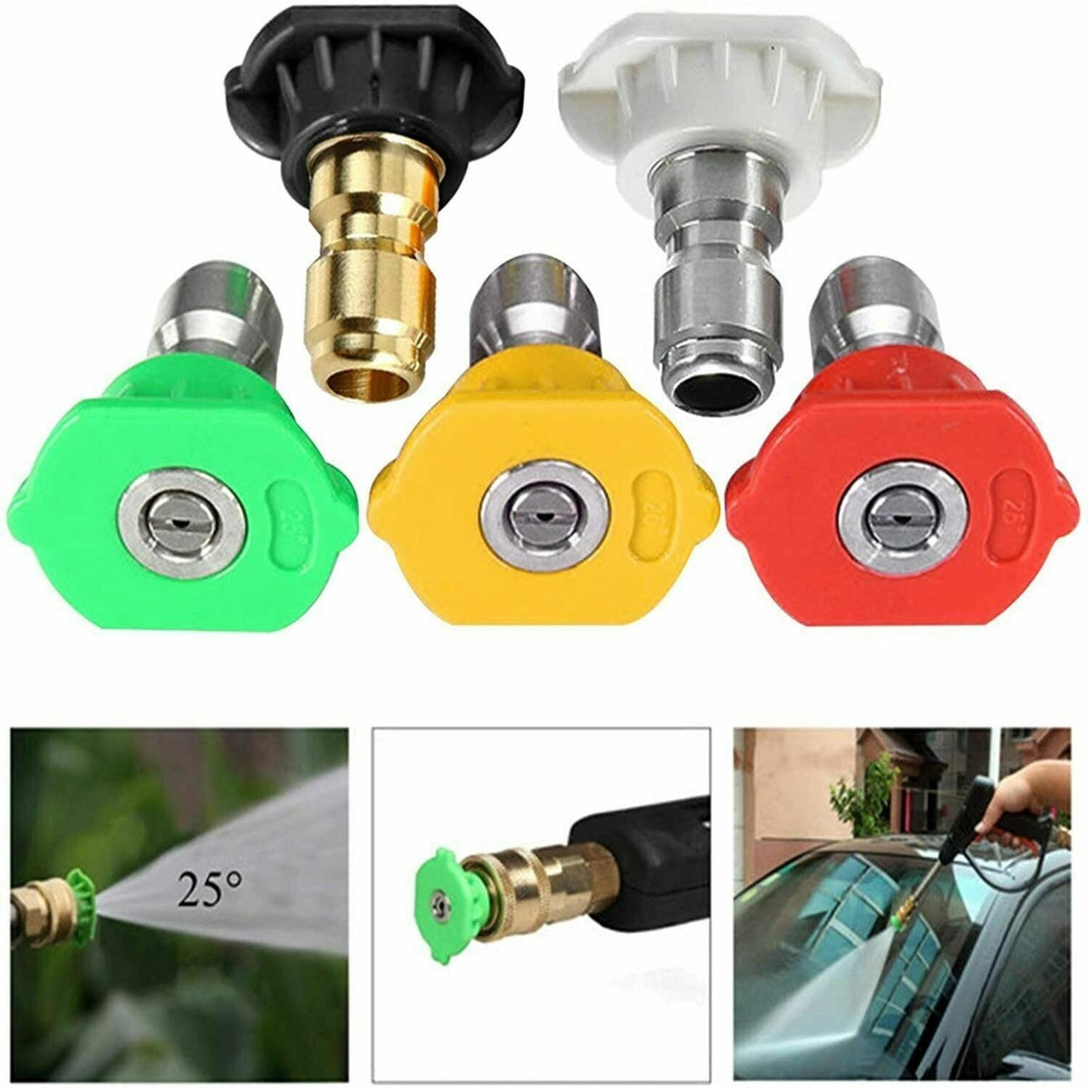 5pcs Pressure Washer Spray Tips Nozzles High Power Kit Quick Connect 1/4"