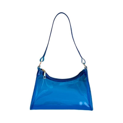 Jelly Shoulder Bag Half Moon Handbag PVC Underarm Bags Transparent Shopping Bag